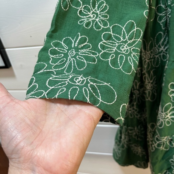 ZARA – Green Embroidered Tiered Dress (S) - Picture 4 of 7